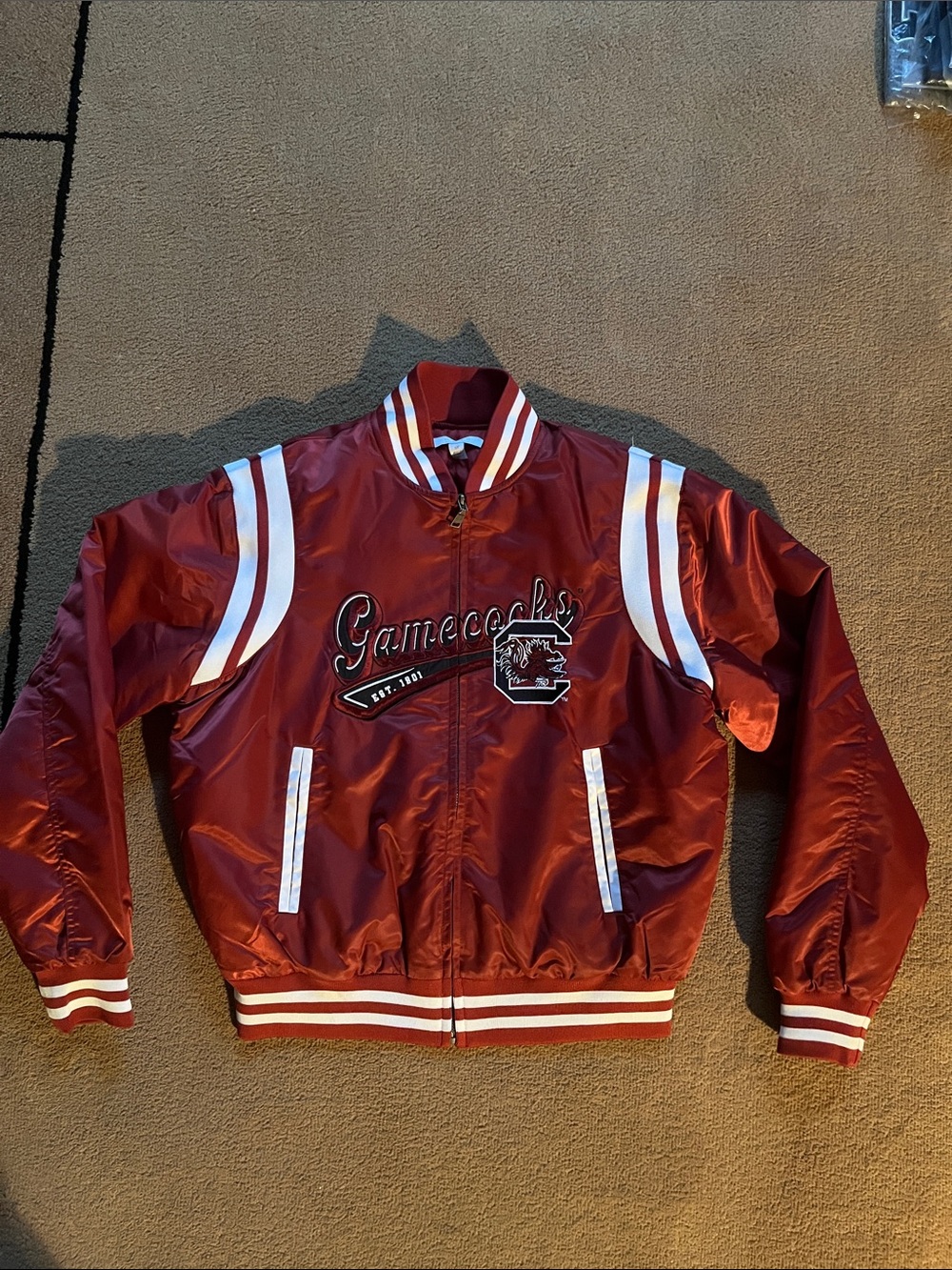 Gamecocks Maroon Varsity-Style Bomber Jacket